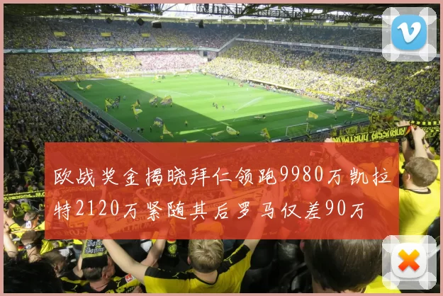 欧战奖金揭晓拜仁领跑9980万凯拉特2120万紧随其后罗马仅差90万